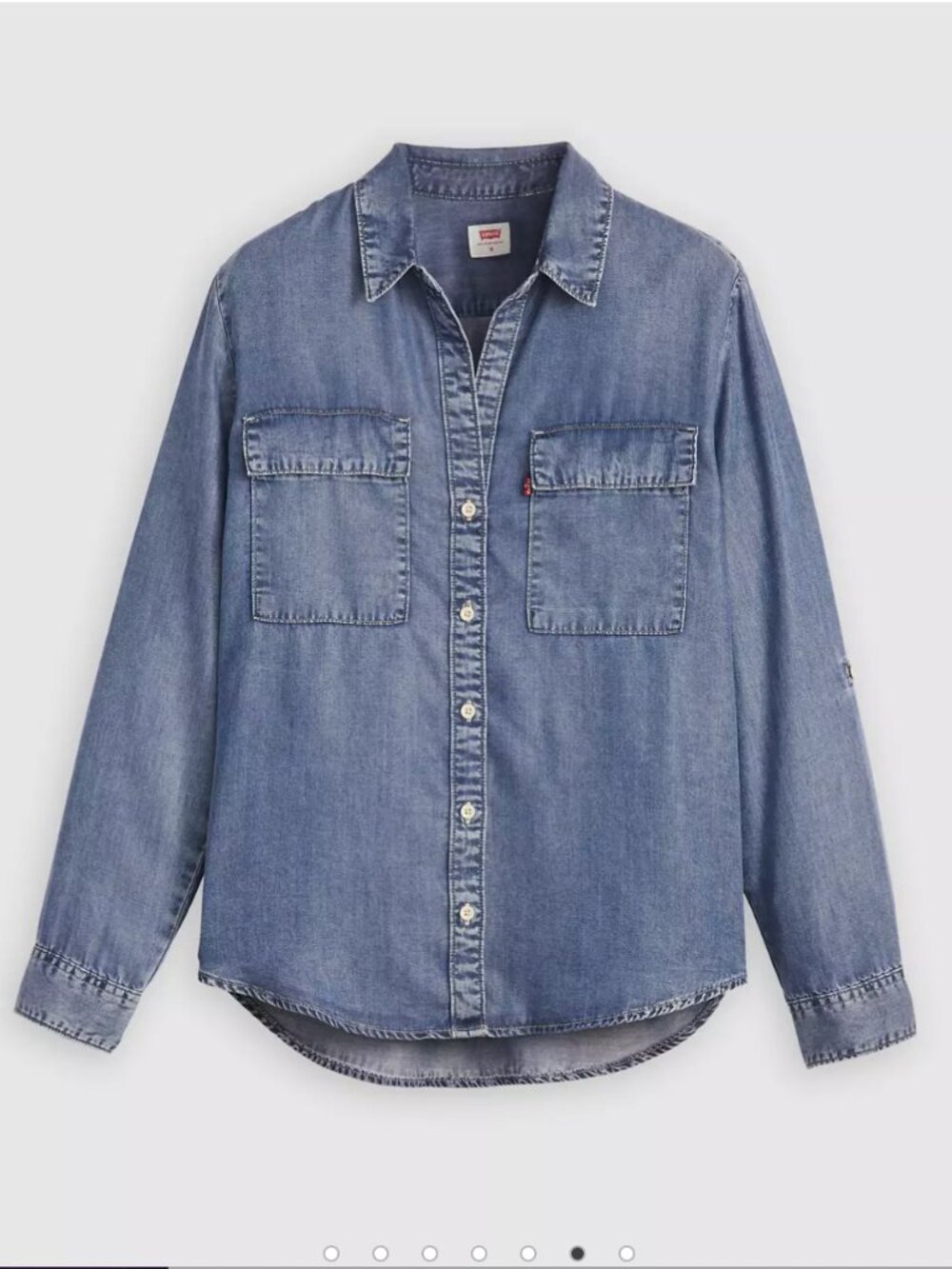 Levi's XL Doreen Utility Shirt In Patches Dark Wash Denim Long-Sleeve Button Top